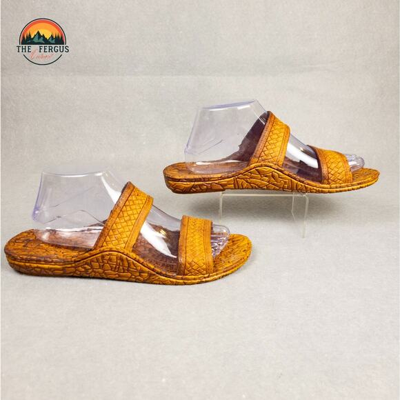 J-Slips Hawaii Slide Comfort Sandals Brown Slip On Unisex Size W9 M7.5 - Picture 4 of 9